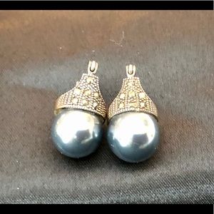 Sterling silver/ Marcasite/ pearl earrings